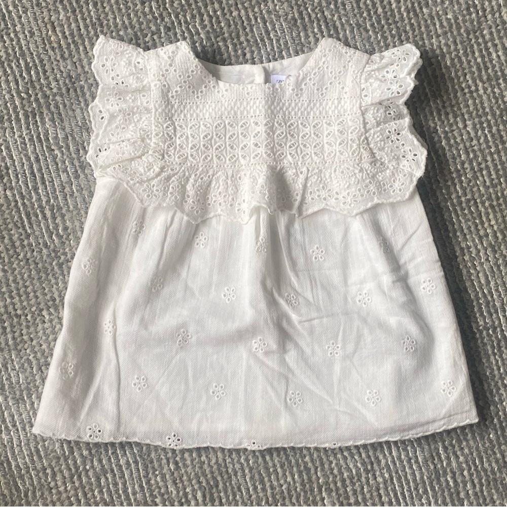 NWT ZARA White Girls Blouse Top - Size 3-4